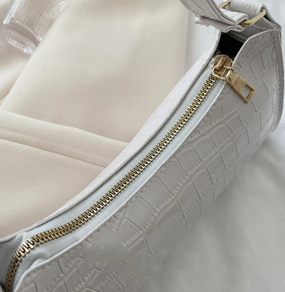 Fashion PU Leather Alligator Pattern Bag for Women – Small Armpit Handbag, Underarm Messenger Purse