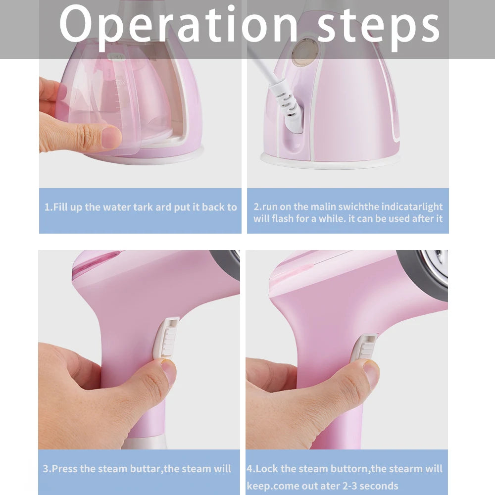saengQ Handheld Garment Steamer – 1500W Electric Fabric Steamer, 280ml Portable Fast-Heat Vertical Steam Iron for Clothes