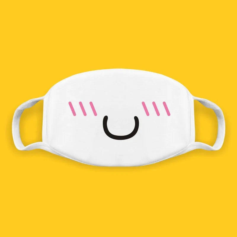 Kawaii Anime Expression Cotton Face Mask – Breathable Smile Mouth Muffle for Unisex Korean Style
