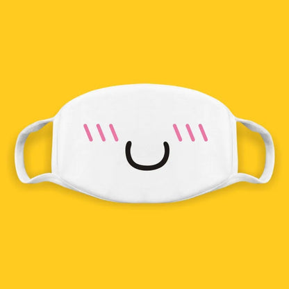 Kawaii Anime Expression Cotton Face Mask – Breathable Smile Mouth Muffle for Unisex Korean Style