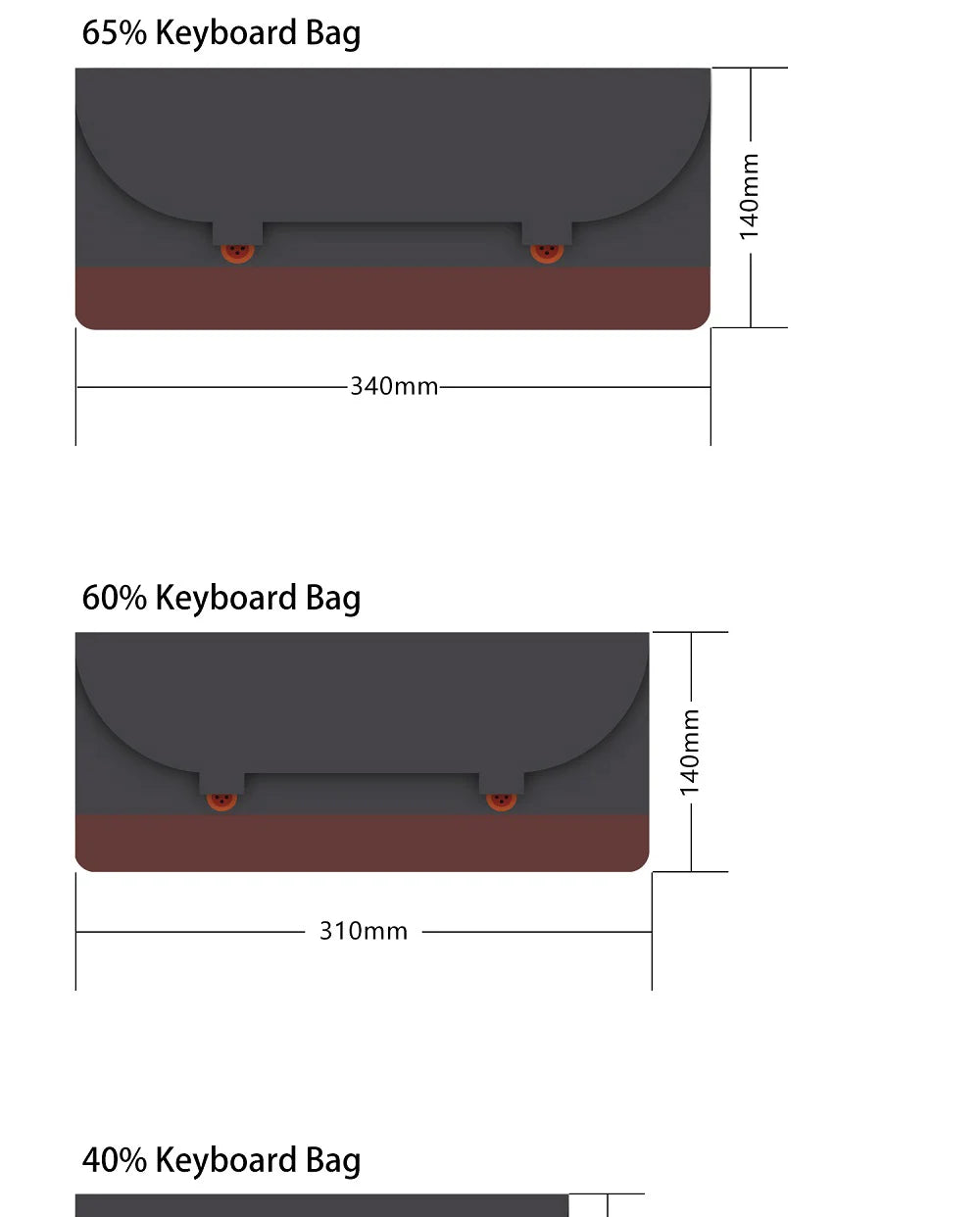 PU Felt Keyboard Carrying Case – Protective Bag for Planck 40%, 60%, 80%, 100%, GH60, XD64, TADA68, TKL 87/104, ANSI, BM60/65/68, Poker Keyboards