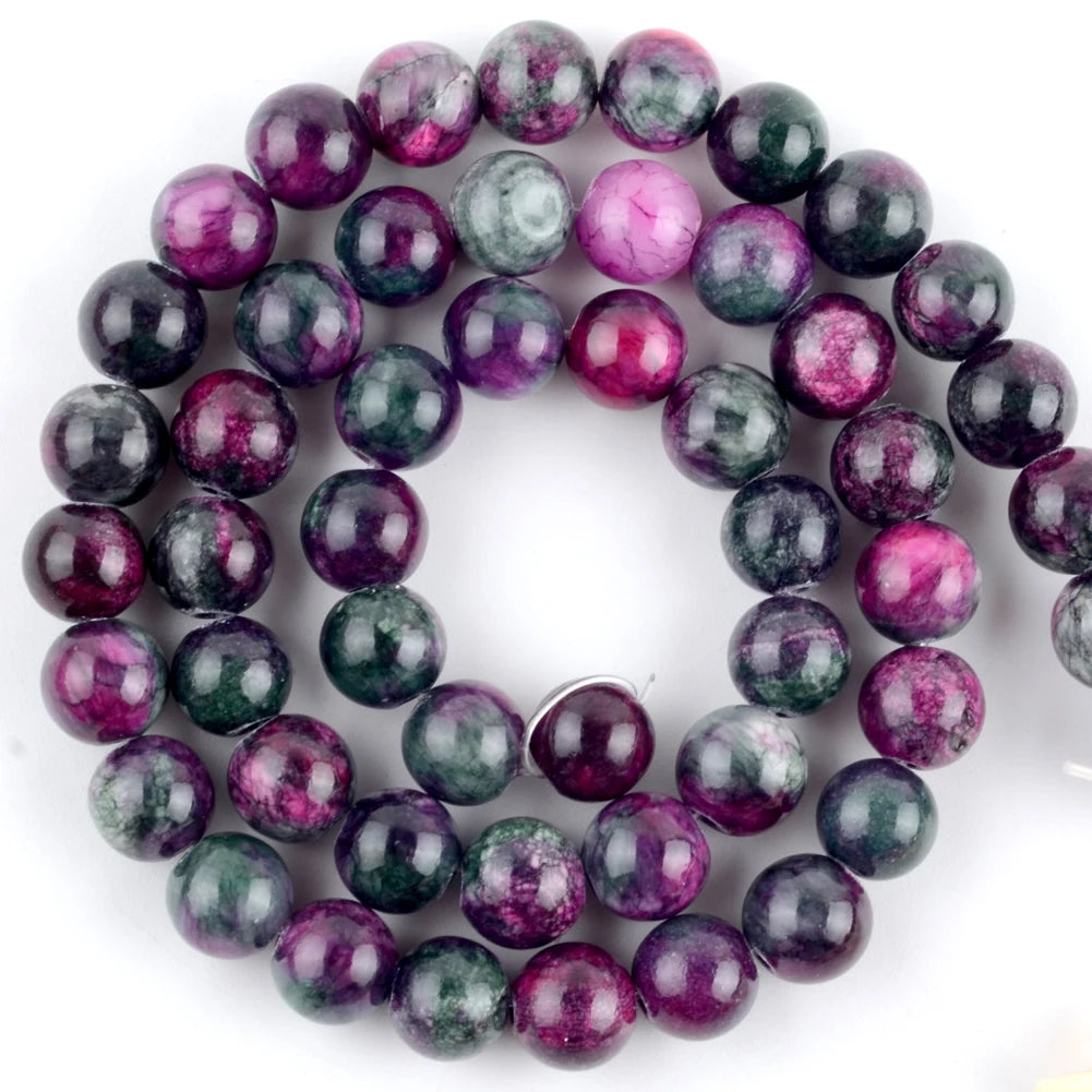 Natural Round Mixed Gemstone Beads — Tiger Eye, Amazonite, Lava, Turquoise, Agate, Jasper & Garnet Spacer Beads for DIY Bracelet
