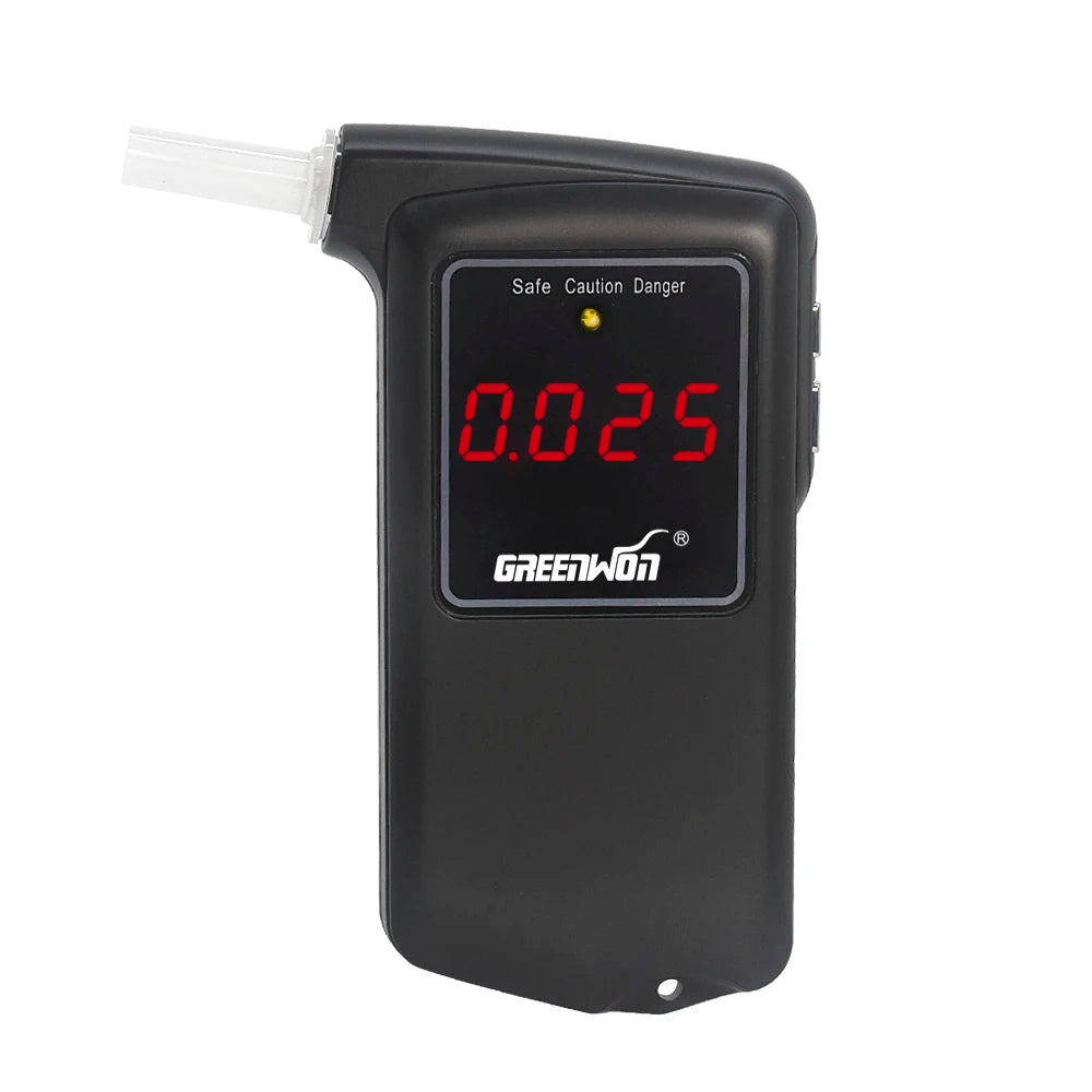 GREENWON AT-858S Breathalyzer – Portable Breath Alcohol Tester with Mouthpieces for Personal Alcohol Detection