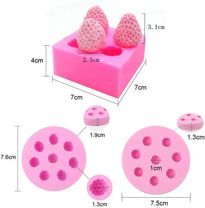 3D Mini Fruit Silicone Candle Mold — Strawberry, Raspberry, Blueberry, Tangerine & Mulberry for Soap, Fondant & Wax Melts
