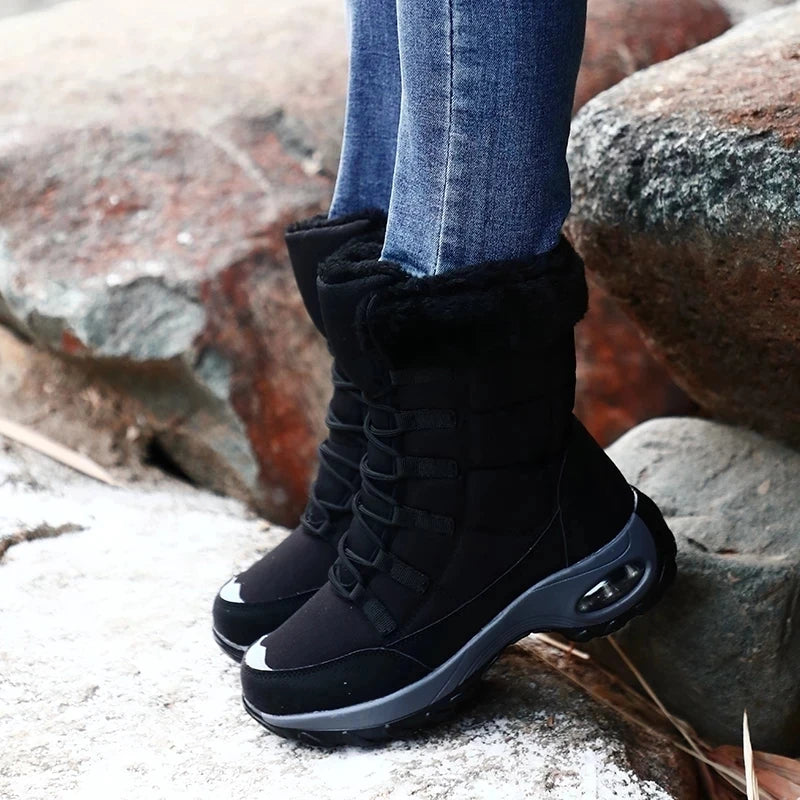 Women’s Waterproof Winter Snow Boots – Warm Plush Fur, Non-Slip Outdoor Platform Ankle Boots