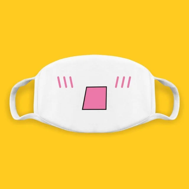 Kawaii Anime Expression Cotton Face Mask – Breathable Smile Mouth Muffle for Unisex Korean Style