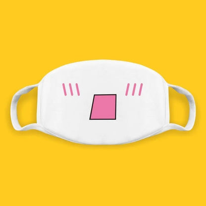 Kawaii Anime Expression Cotton Face Mask – Breathable Smile Mouth Muffle for Unisex Korean Style