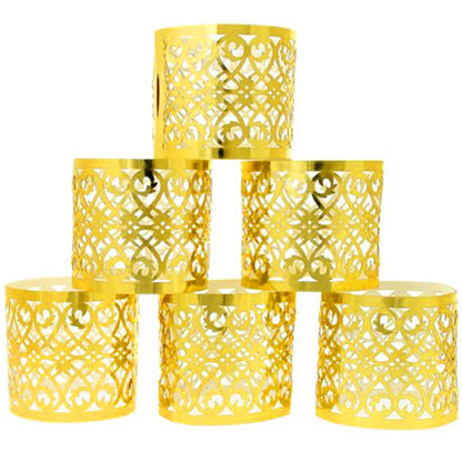 25Pcs Hollow Pattern Gold and Silver Napkin Rings - Elegant Wedding and Party Table Decorations