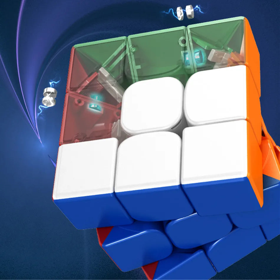 MoYu RS3M Magnetic 3x3 Speed Cube - RS3 M UV-Coated Magic Puzzle Cube for Speedcubing and Brain Training