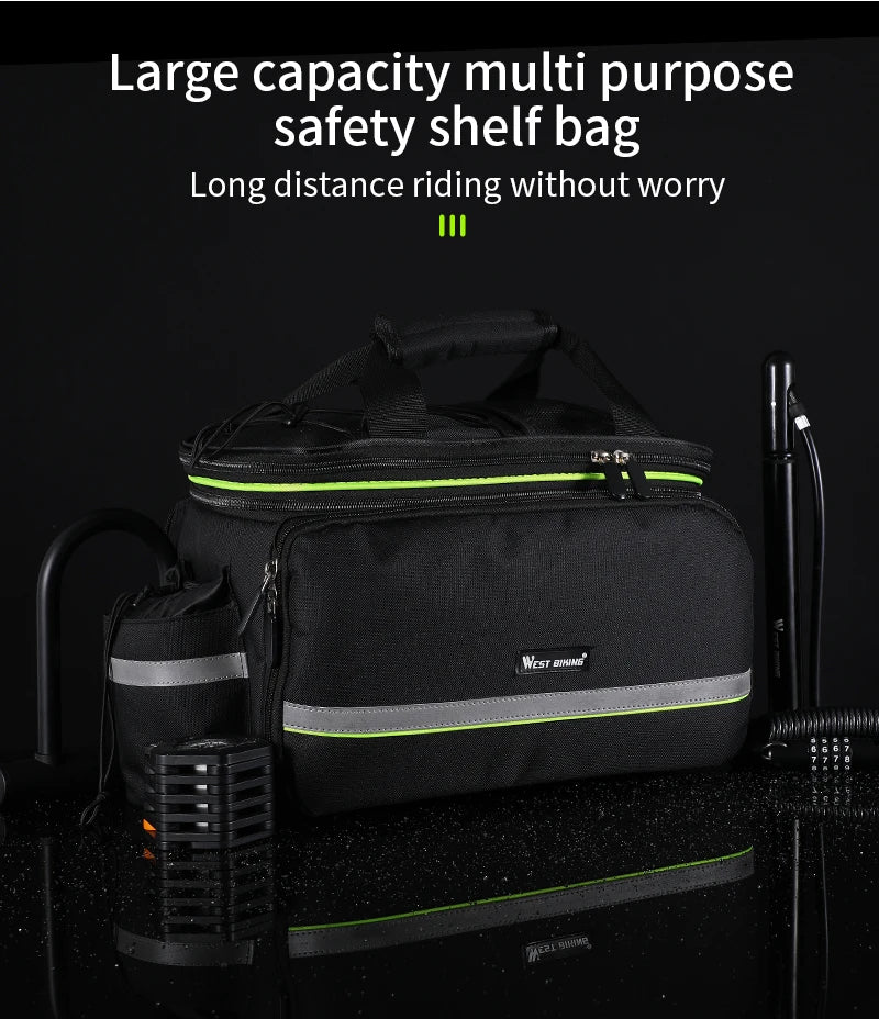 WEST BIKING 3-in-1 Waterproof Bike Trunk Bag — Large Capacity MTB & Road Bicycle Saddle Seat Panniers, Travel Luggage Carrier