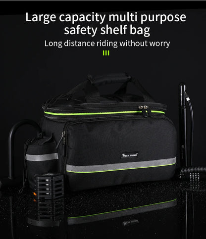 WEST BIKING 3-in-1 Waterproof Bike Trunk Bag — Large Capacity MTB & Road Bicycle Saddle Seat Panniers, Travel Luggage Carrier
