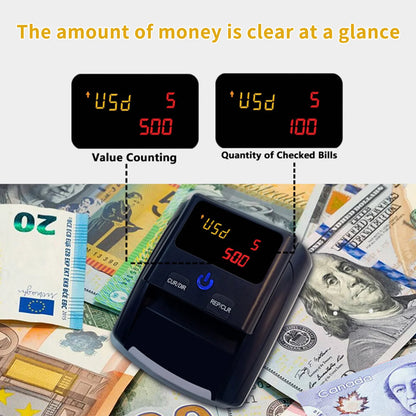 Bisofice Portable Mini Money Counter – Automatic Bill Counter with UV/MG/IR Counterfeit Detection & Paper Quality Check