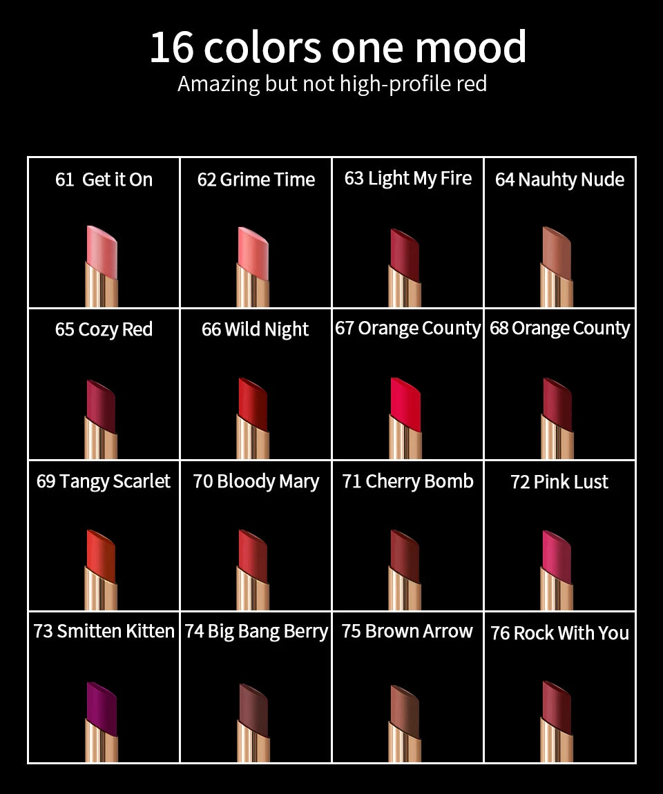 CHARMACY 16 Color Waterproof Velvet Lipstick – Long-Lasting Matte Lip Makeup, Easy to Wear