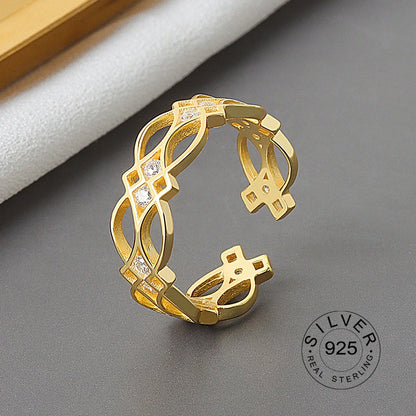 925 Sterling Silver Women’s Open Wave Ring – Irregular Wide Noodle Design Gift