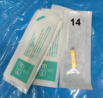 50pcs Permanent Makeup Eyebrow U-Pin PCD Blades — 12/14/19 Microblading Needles for 3D Embroidery Manual Pen