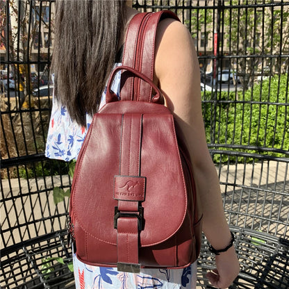Multifunctional Women's Leather Backpack - Casual Style for Teen Girls, School and Travel Bagpack, Ladies' Chest Bag Sac