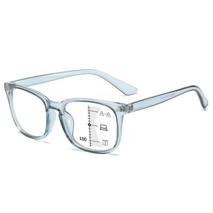 CRIXALIS Square Progressive Reading Glasses – Multifocal Anti-Glare Computer Eyewear for Men & Women, UV400 Protection