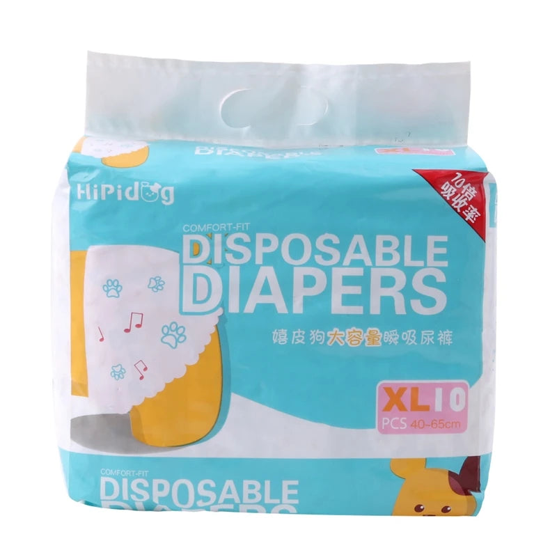 10/12PCS Super Absorbent Dog Diapers – Disposable Leak-Proof Puppy Nappies for Male & Female Dogs