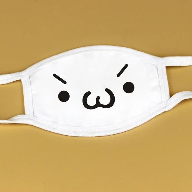 Kawaii Anime Expression Cotton Face Mask – Breathable Smile Mouth Muffle for Unisex Korean Style