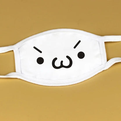 Kawaii Anime Expression Cotton Face Mask – Breathable Smile Mouth Muffle for Unisex Korean Style
