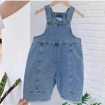2024 Autumn Kids Denim Overalls – Loose Casual Bib Pants for Boys & Girls 1-7Y Spring Fall Outwear