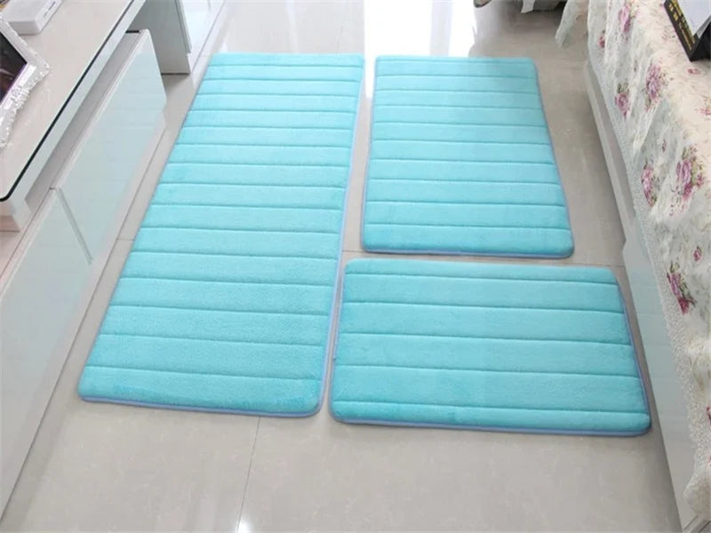 Water Absorption Anti-Slip Bath Mat Set - Bathroom, Toilet, Living Room, Bedroom Floor Carpet (1PC/3PC)