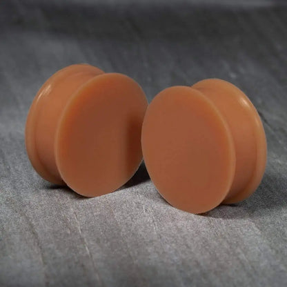 Pair of Flesh Silicone Double Flare Ear Plugs – Large Gauge Ear Expander Piercings, 3mm-50mm