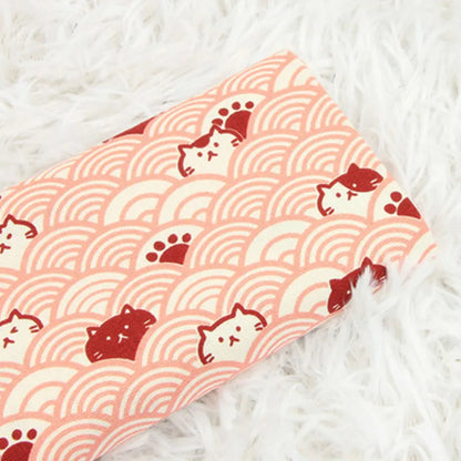 Half Yard Thick Cotton Fabric — Soft Breeze Cat Curve Print, 100% Cotton DIY Bag & Craft Material CR-389