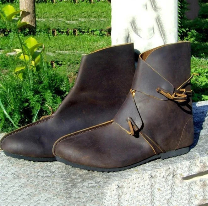 Men’s Medieval Cosplay Boots – PU Leather Ankle Shoes, Victorian Renaissance Style
