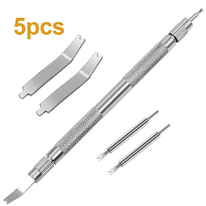 5PCS Professional Adjustable Watch Band Link Remover — Metal Bracelet Pin & Strap Repair Tool Set
