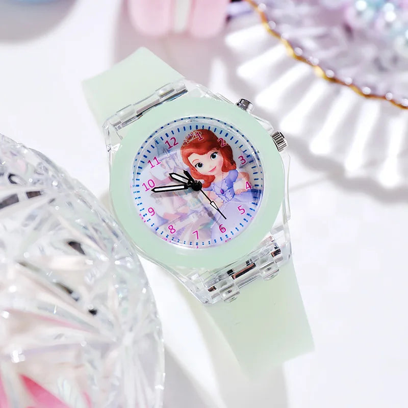 Disney Frozen Princess Kids Watch - Girls' Luminous LED Colorful Wristwatch for Students & Ladies