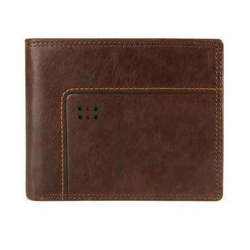 GENODERN Genuine Cow Leather Men’s Wallet with Coin Pocket – Vintage RFID Blocking Slim Male Purse Card Holder Leather Wallet