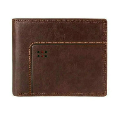 GENODERN Genuine Cow Leather Men’s Wallet with Coin Pocket – Vintage RFID Blocking Slim Male Purse Card Holder Leather Wallet