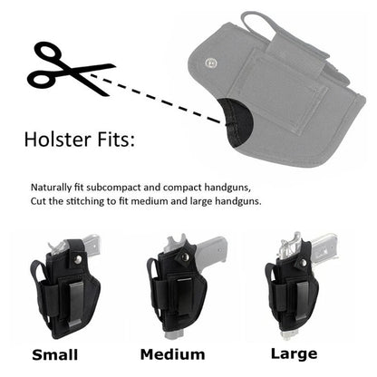 Tactical Universal Gun Holster - Left/Right Hand Waist Concealed Carry for Glock 17/19, Beretta M9, 1911, P226, 9mm Mag Pouch