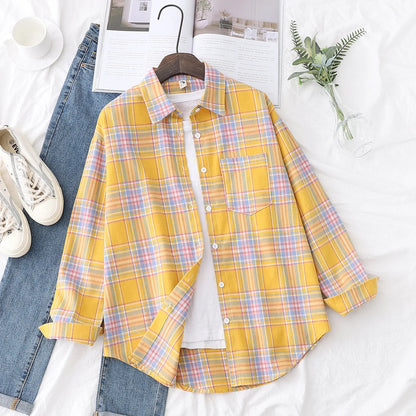 2025 Women’s Flannel Plaid Shirt – Casual Loose Cotton Long Sleeve Blouse, Designer Style Tops
