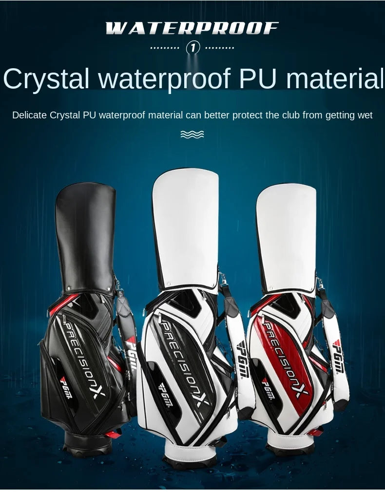 PGM Men's Golf Bag QB034 – PU Waterproof Large Capacity Standard Bag for 14 Golf Clubs