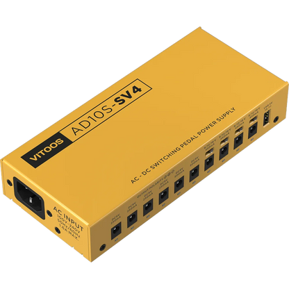 VITOOS AD10S-SV4 Effect Pedal Power Supply - Fully Isolated with Noise Reduction & High Power for Digital Effectors