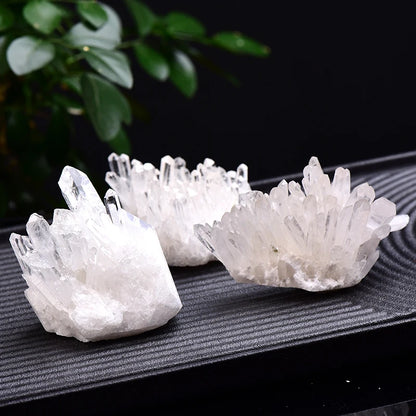 Natural White Quartz Crystal Cluster — Healing Reiki Stone Point Specimen for Health & Home Decoration Raw Crystals