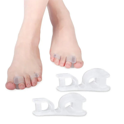 2Pcs Silicone Big Toe Separator & Corrector — Two-Hole Gel Toe Spacer for Valgus Relief, Pedicure & Foot Care Tool