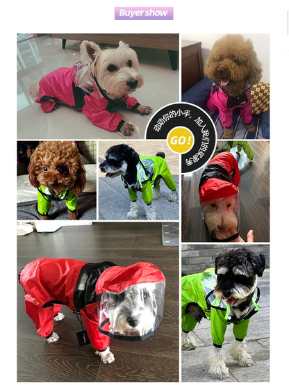 Waterproof Dog Raincoat – Dog Face Jumpsuit, Water-Resistant Jacket for Dogs, Pet Coat for All Weather