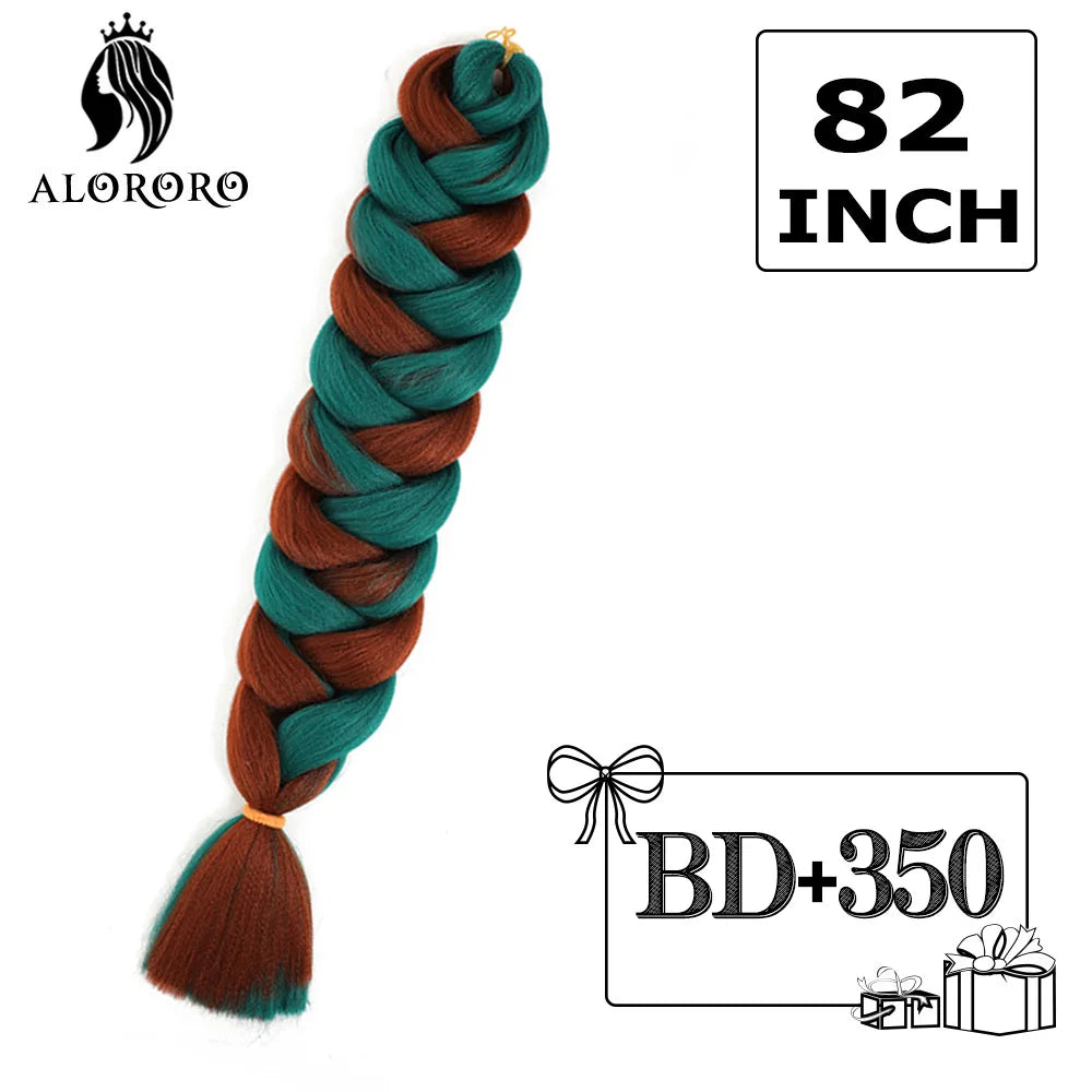 82-Inch Synthetic Braiding Hair Extensions – Jumbo Crochet Box Twist Braids in Green, Red, Pink & Yellow, Pure Color Wholesale