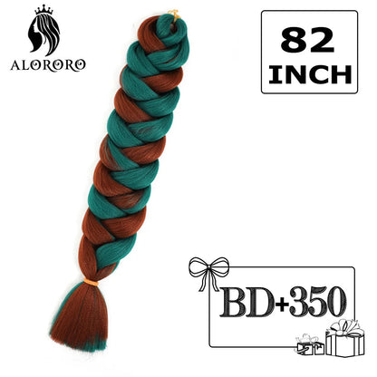 82-Inch Synthetic Braiding Hair Extensions – Jumbo Crochet Box Twist Braids in Green, Red, Pink & Yellow, Pure Color Wholesale