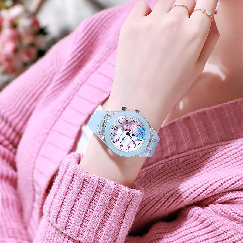 Disney Kids Watch for Girls – Princess Elsa Frozen 2 Silicone Strap, Flash Light, Children’s Clock, Reloj Infantil
