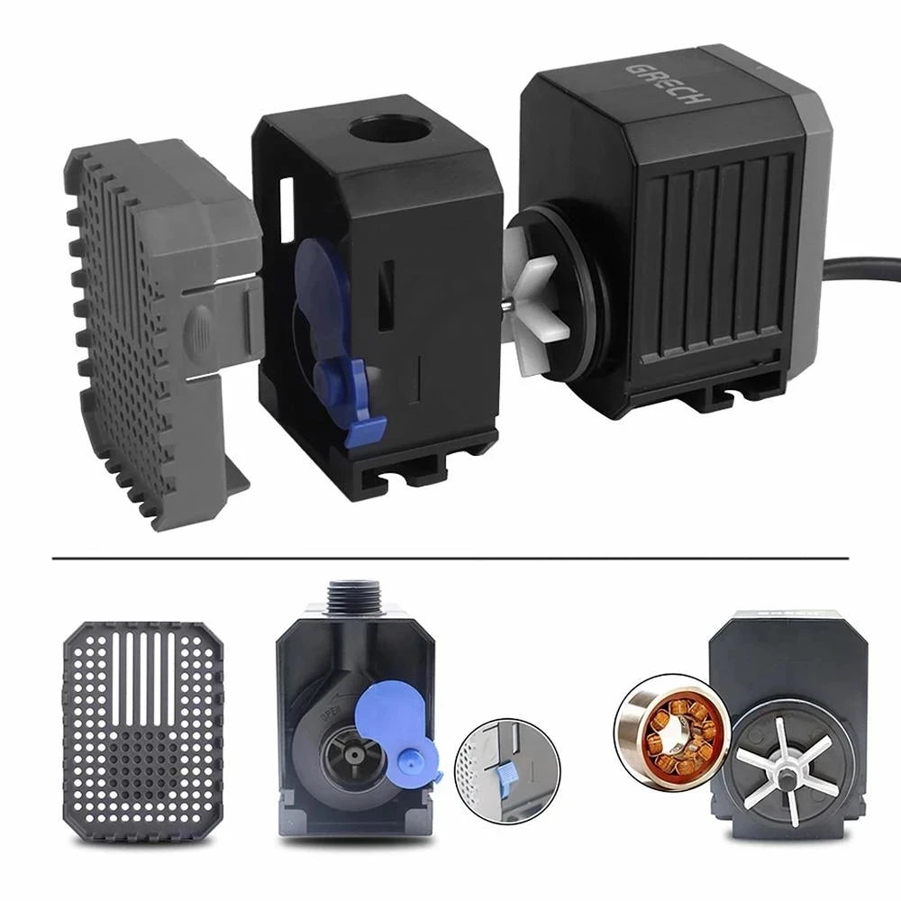 Ultra-Quiet Submersible Aquarium Water Pump - Adjustable 1500-5000L/h for Fish Tanks, Fountains & Ponds
