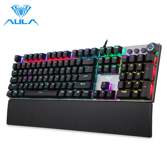 AULA F2088 Mechanical Gaming Keyboard – 104 Keys, Anti-Ghosting, Brown/Blue Switch, Wired RGB Backlit for PC & Laptop