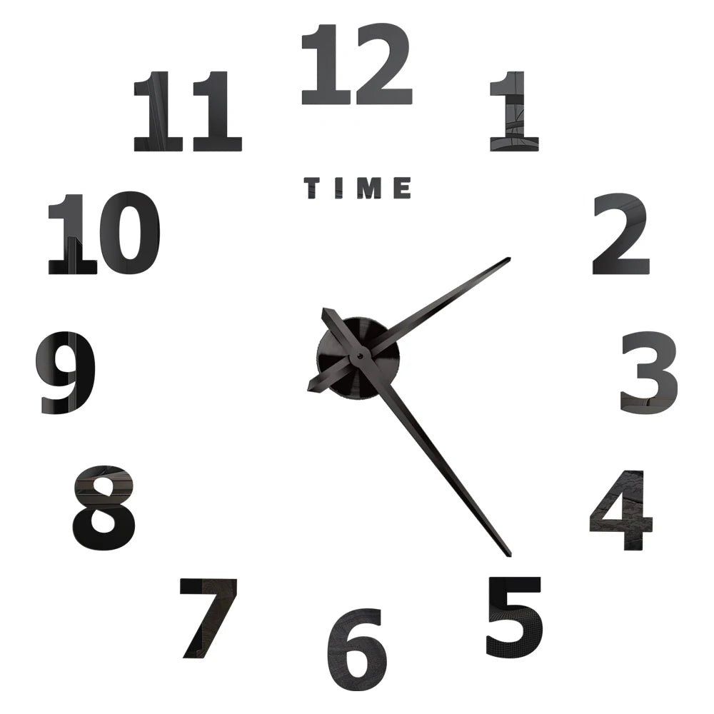 3D DIY Wall Clock - Modern Acrylic Mirror Sticker Quartz Clock For Living Room Decor With Silent Movement