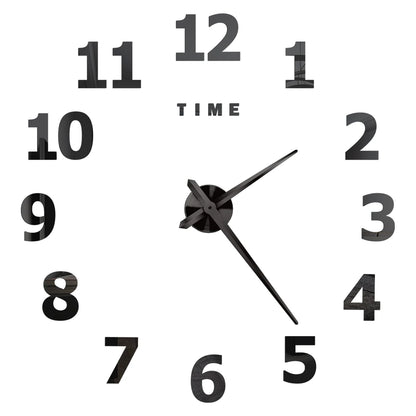 3D DIY Wall Clock - Modern Acrylic Mirror Sticker Quartz Clock For Living Room Decor With Silent Movement