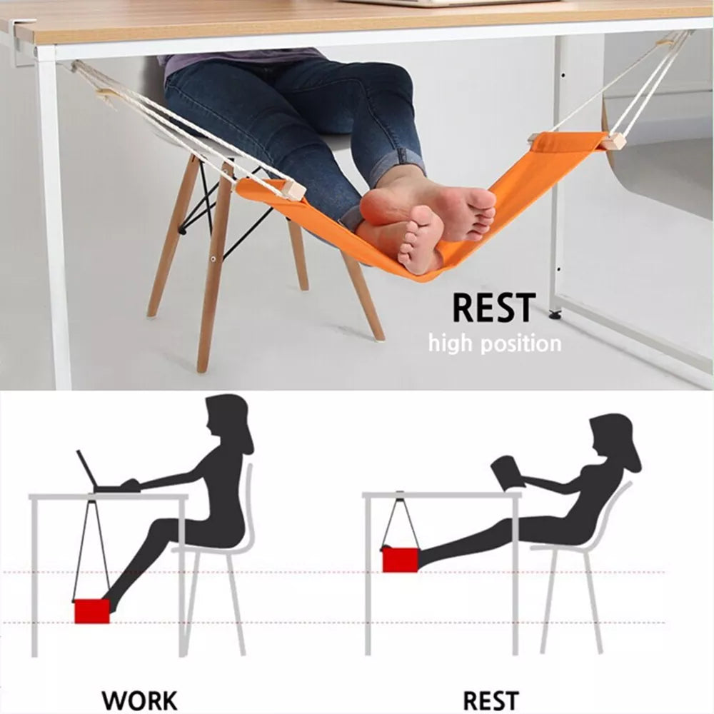 Portable Desk Foot Hammock - Casual Lazy Swing Footrest for Office, Home, Garden, and Outdoor Camping Leisure
