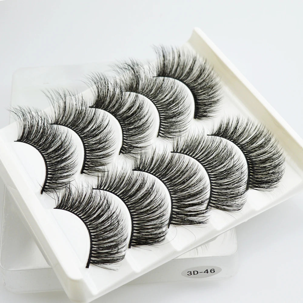 QSTY 5 Pairs 3D Mink False Eyelashes – Natural Long Dramatic Volume Black Lash Extensions
