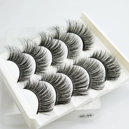 QSTY 5 Pairs 3D Mink False Eyelashes – Natural Long Dramatic Volume Black Lash Extensions